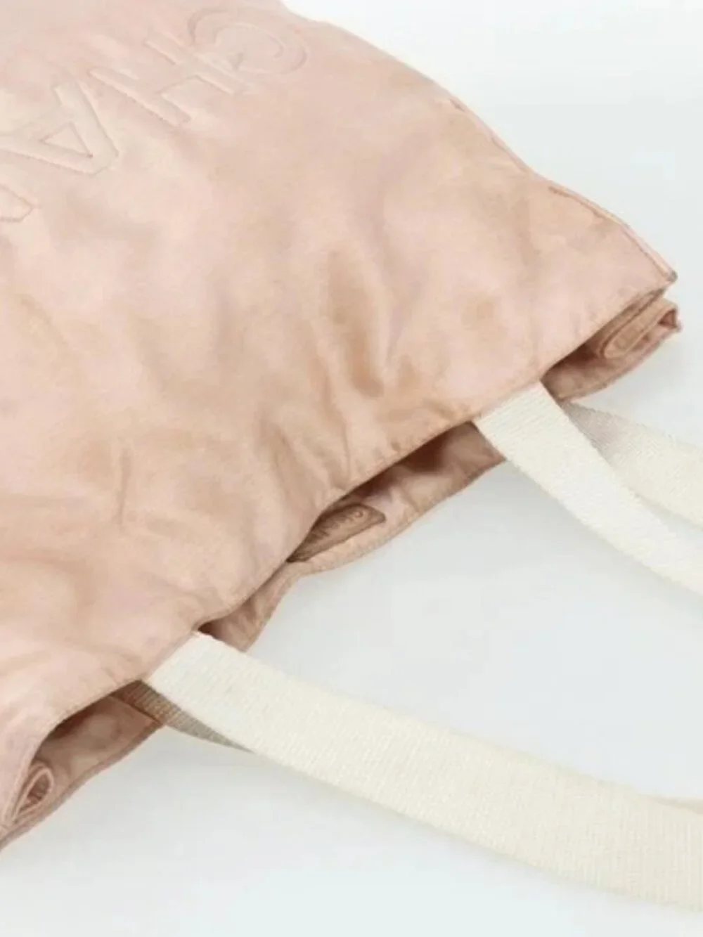 CHANEL Tote Bag Satin Gold Pink CC Auth bs35157